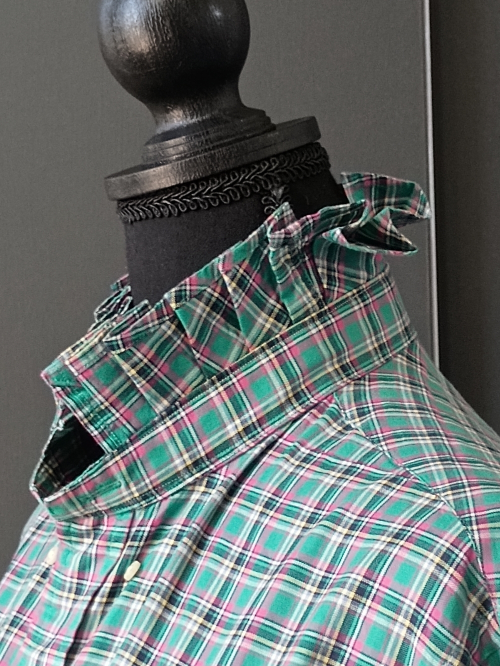 Upcycled Women's Ralph Lauren Ruffled Collar Shirt #124 - Picture 2 of 9